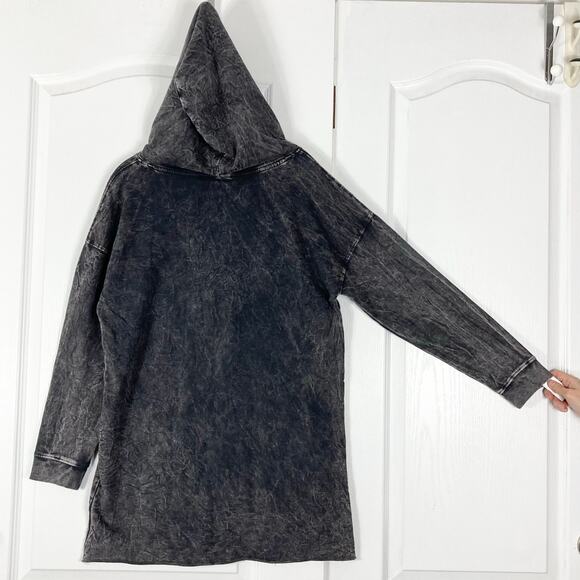 NWOT VINTAGE CANVAS Hoodie Sweatshirt Dress Women Men Unisex S Acid-Wash Grey - Picture 2 of 10